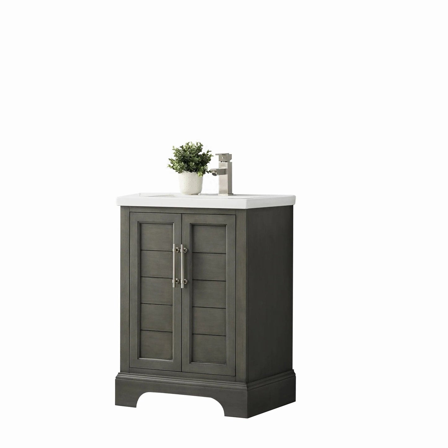 Vanity Art Vannes 24" Single Sink Bathroom Vanity in Silver Grey / White / Vintage Green
