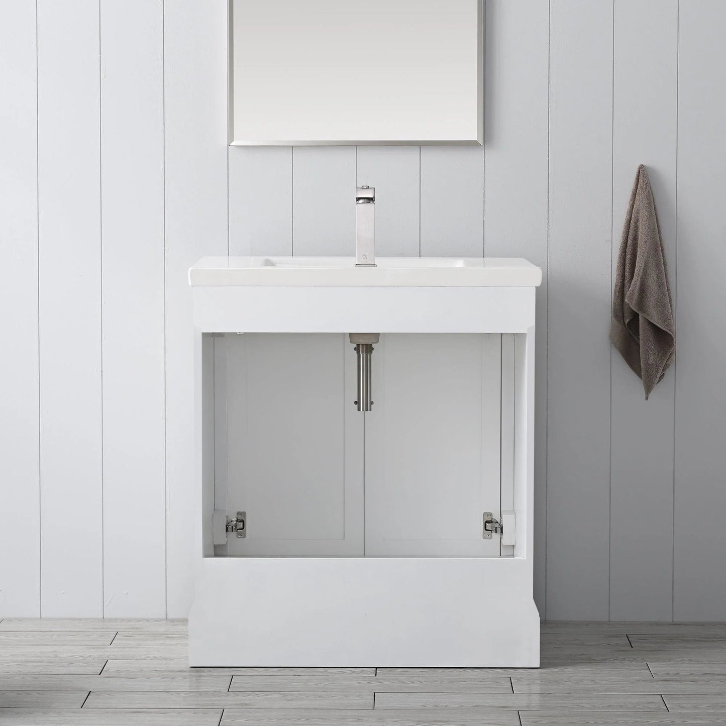 Vanity Art Vannes 30" Single Sink Bathroom Vanity in Silver Grey / White / Vintage Green