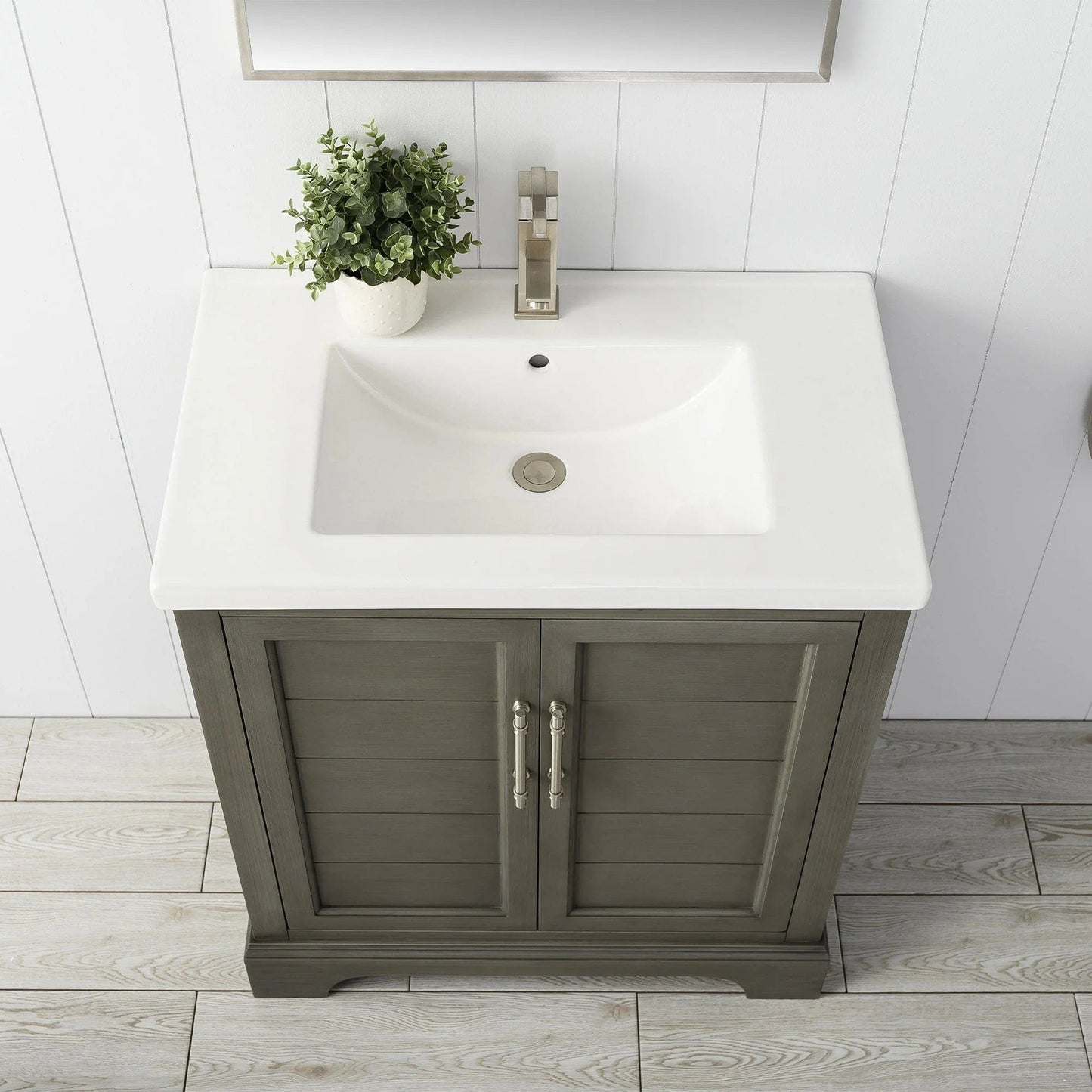 Vanity Art Vannes 30" Single Sink Bathroom Vanity in Silver Grey / White / Vintage Green
