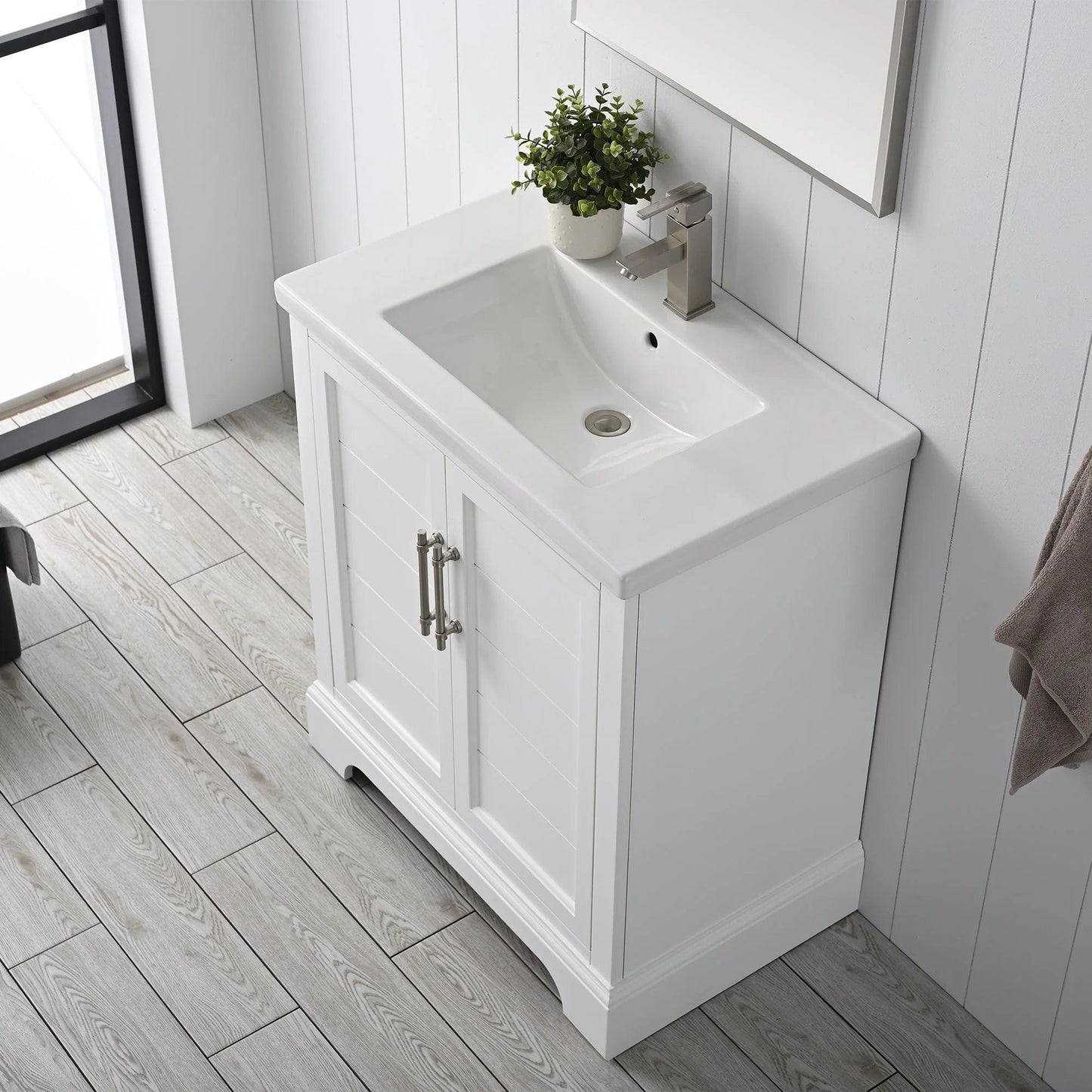 Vanity Art Vannes 30" Single Sink Bathroom Vanity in Silver Grey / White / Vintage Green