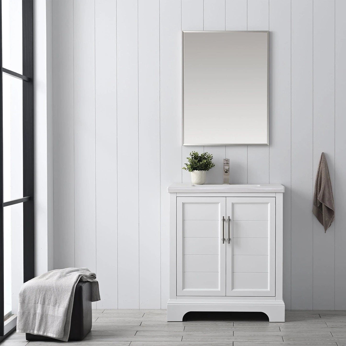 Vanity Art Vannes 30" Single Sink Bathroom Vanity in Silver Grey / White / Vintage Green