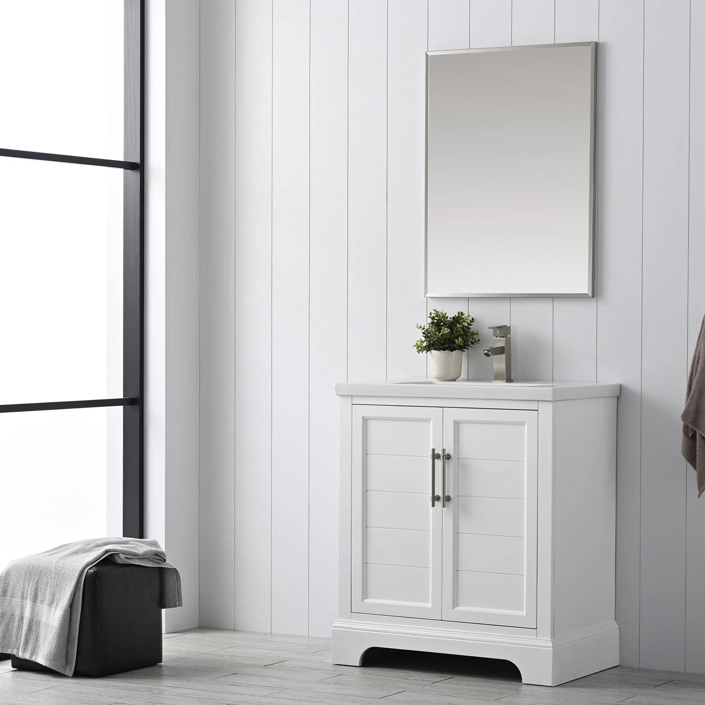 Vanity Art Vannes 30" Single Sink Bathroom Vanity in Silver Grey / White / Vintage Green