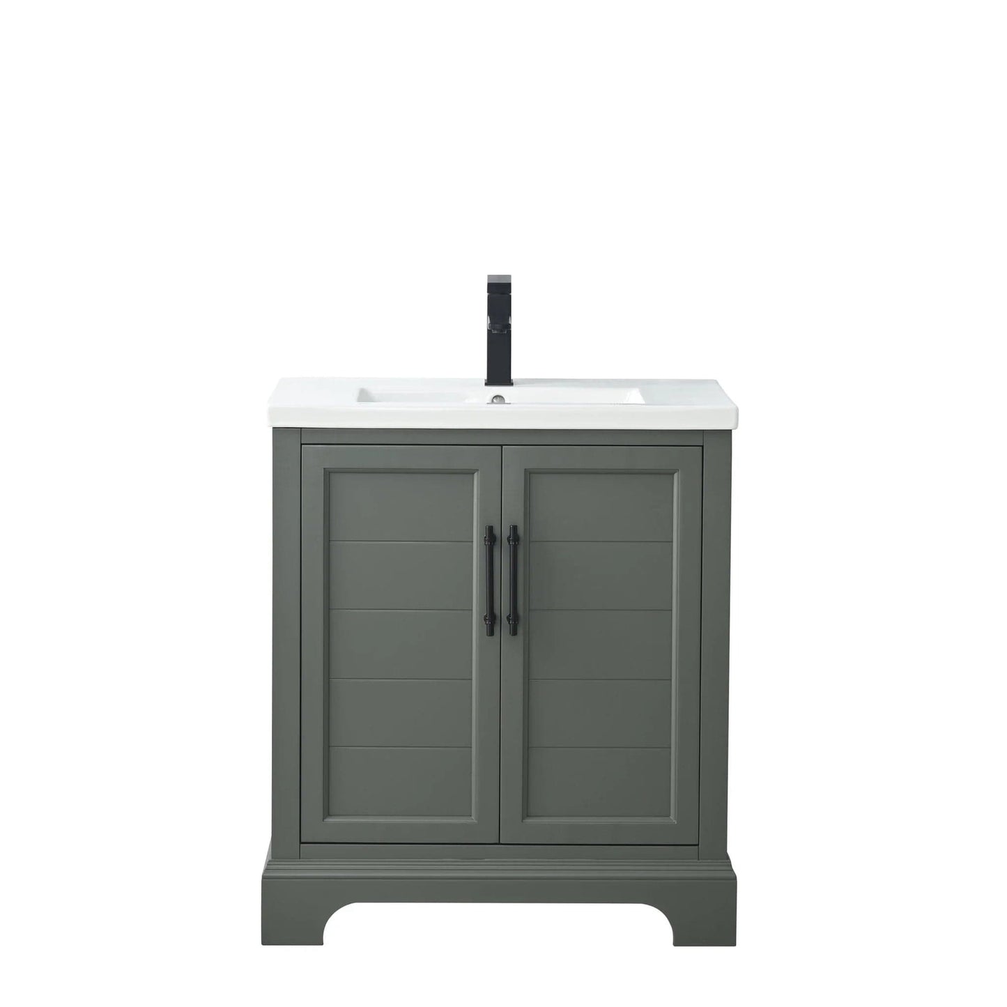 Vanity Art Vannes 30" Single Sink Bathroom Vanity in Silver Grey / White / Vintage Green