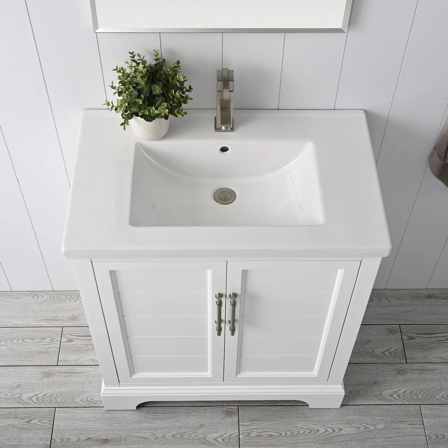 Vanity Art Vannes 30" Single Sink Bathroom Vanity in Silver Grey / White / Vintage Green