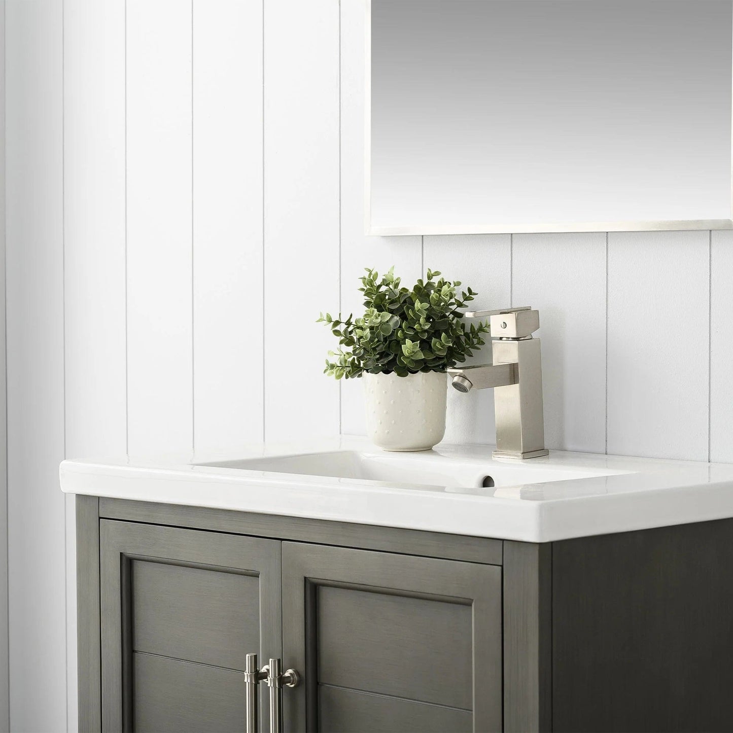 Vanity Art Vannes 30" Single Sink Bathroom Vanity in Silver Grey / White / Vintage Green