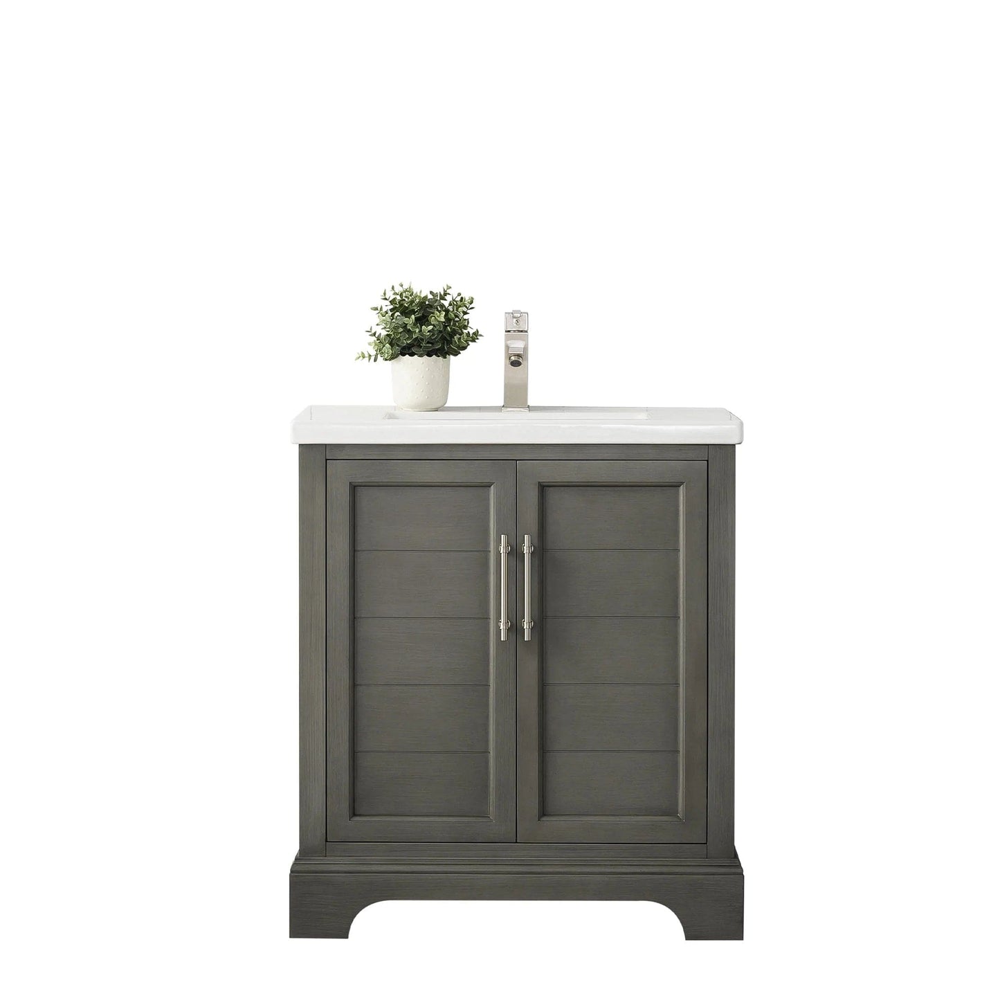 Vanity Art Vannes 30" Single Sink Bathroom Vanity in Silver Grey / White / Vintage Green