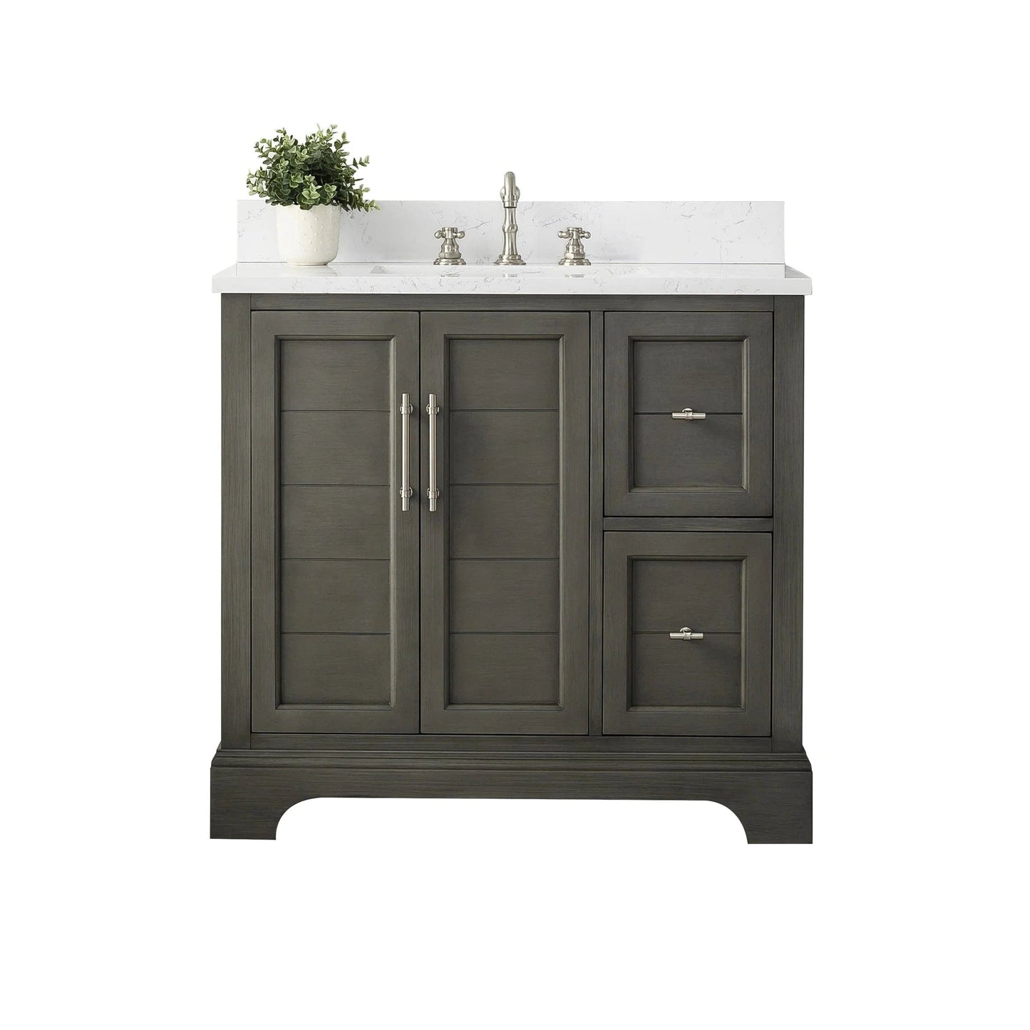 Vanity Art Vannes 36" Single Sink Bathroom Vanity in Silver Grey / White / Vintage Green