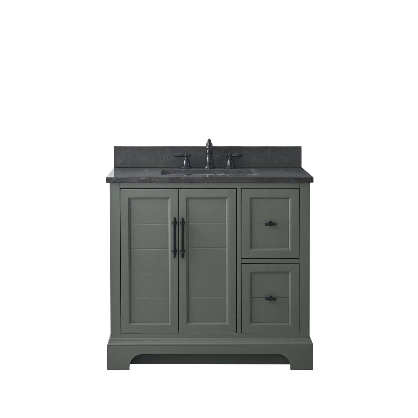Vanity Art Vannes 36" Single Sink Bathroom Vanity in Silver Grey / White / Vintage Green
