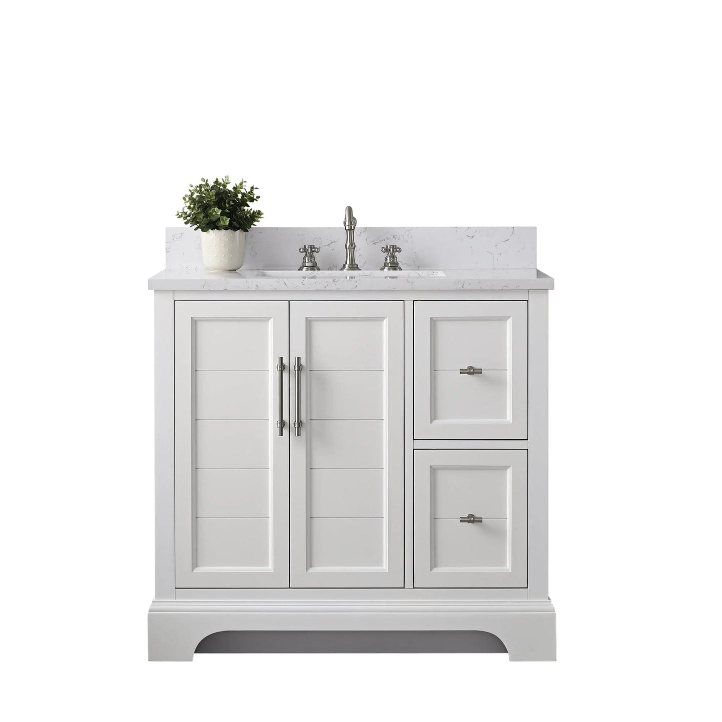 Vanity Art Vannes 36" Single Sink Bathroom Vanity in Silver Grey / White / Vintage Green