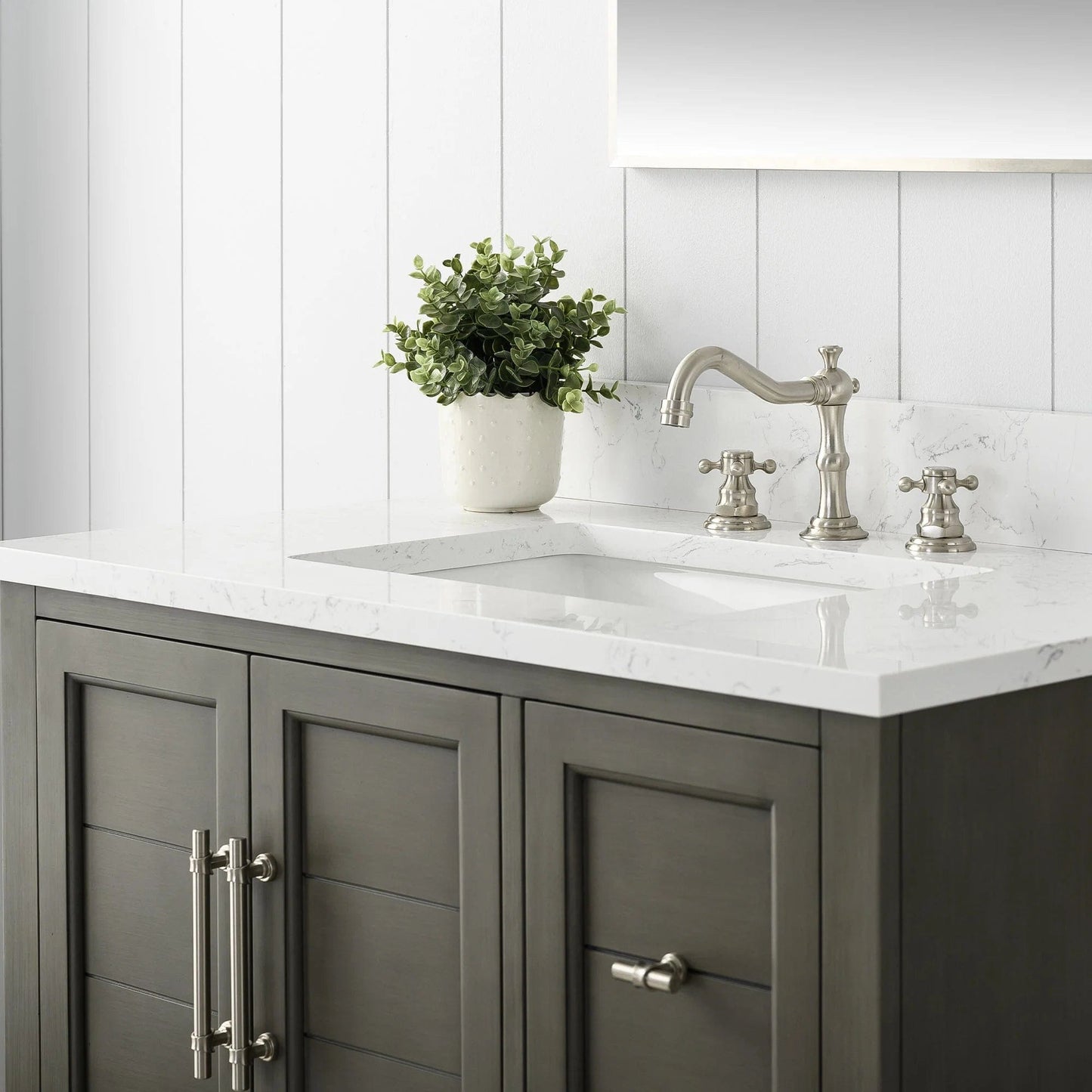 Vanity Art Vannes 36" Single Sink Bathroom Vanity in Silver Grey / White / Vintage Green