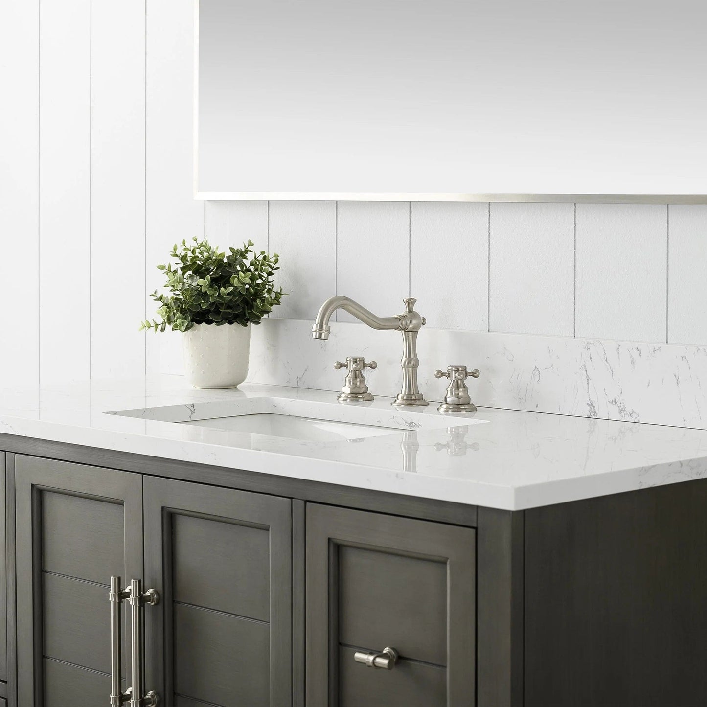 Vanity Art Vannes 48" Single Sink Bathroom Vanity in Silver Grey / White / Vintage Green