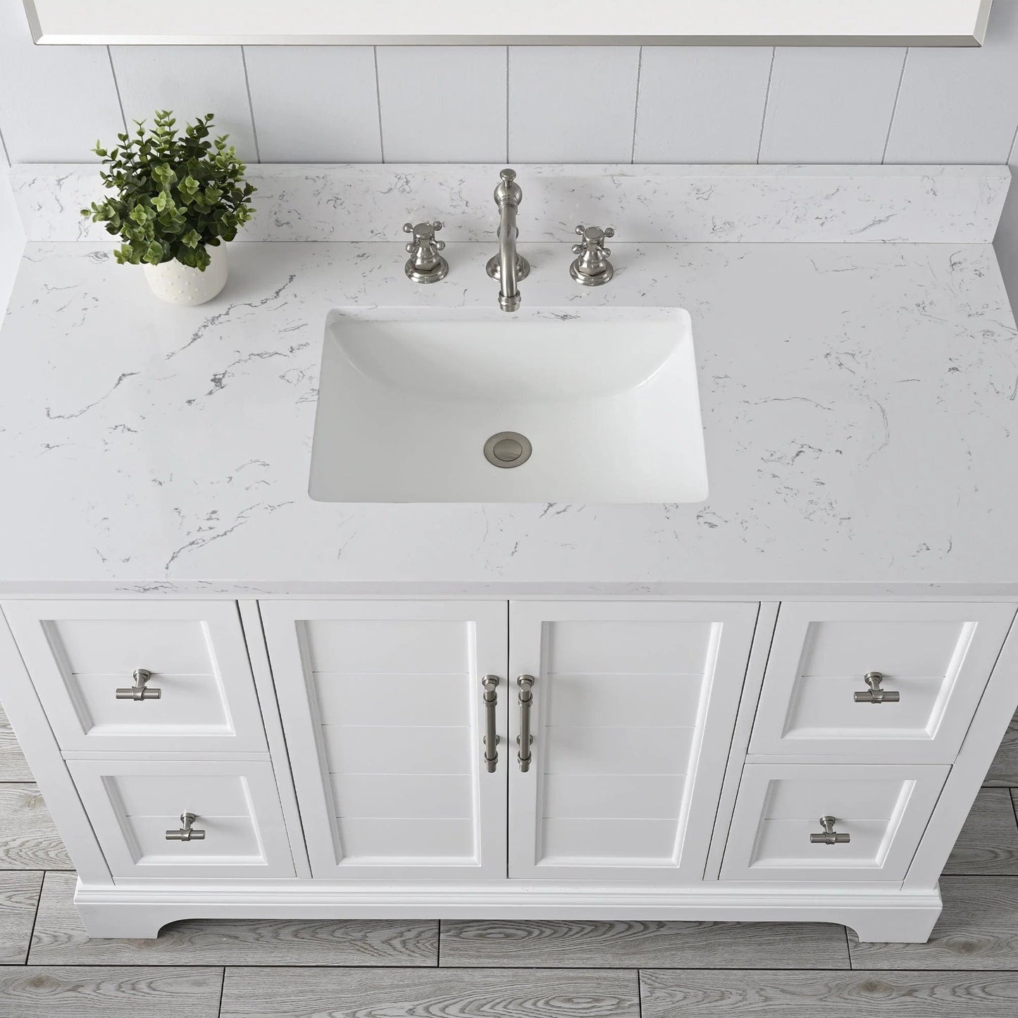 Vanity Art Vannes 48" Single Sink Bathroom Vanity in Silver Grey / White / Vintage Green