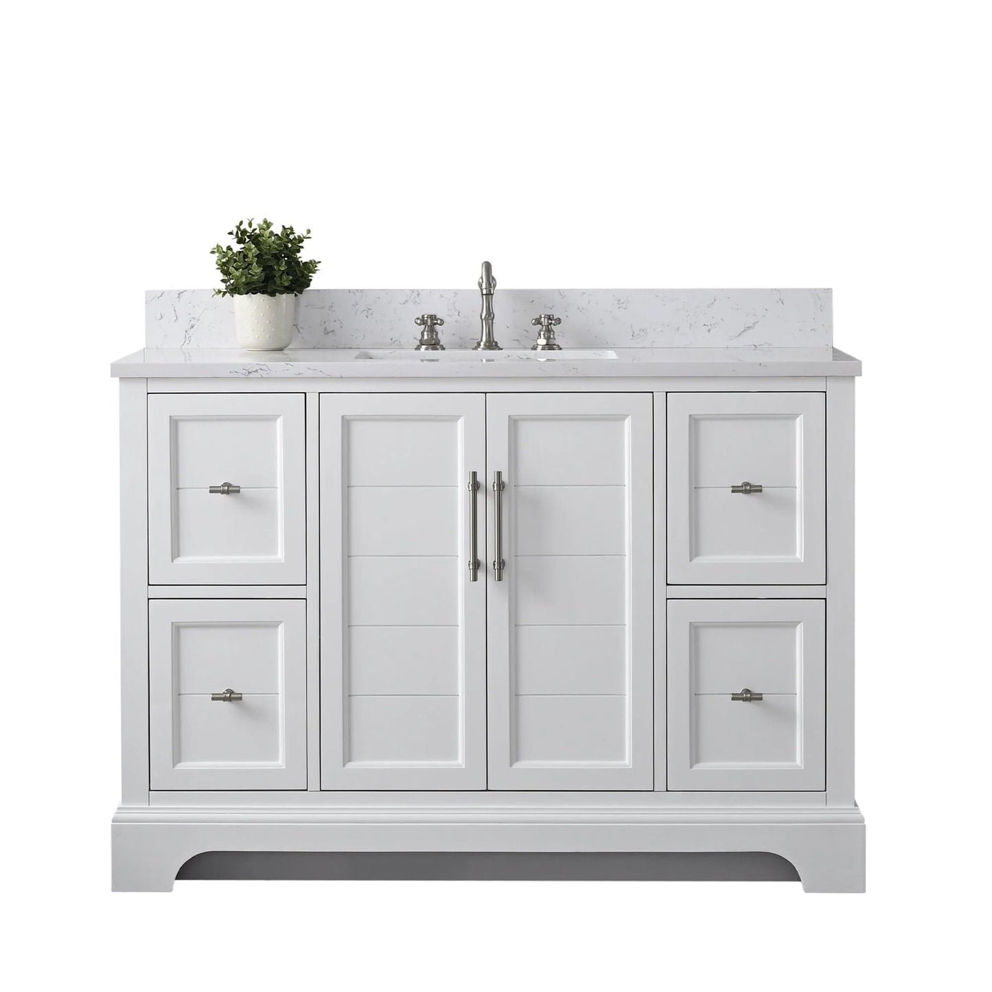 Vanity Art Vannes 48" Single Sink Bathroom Vanity in Silver Grey / White / Vintage Green