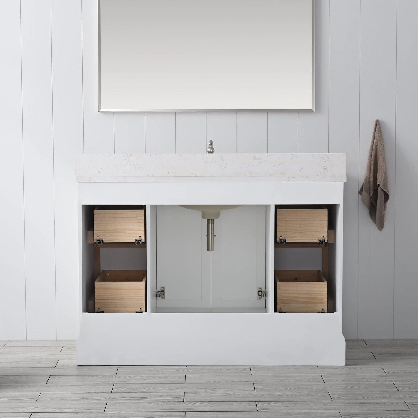 Vanity Art Vannes 48" Single Sink Bathroom Vanity in Silver Grey / White / Vintage Green