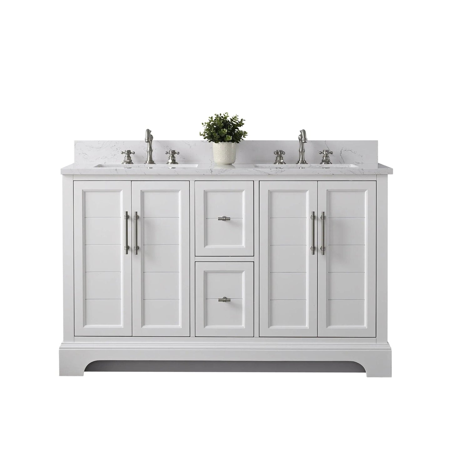 Vanity Art Vannes 54" Double Sink Bathroom Vanity in Silver Grey / White / Vintage Green