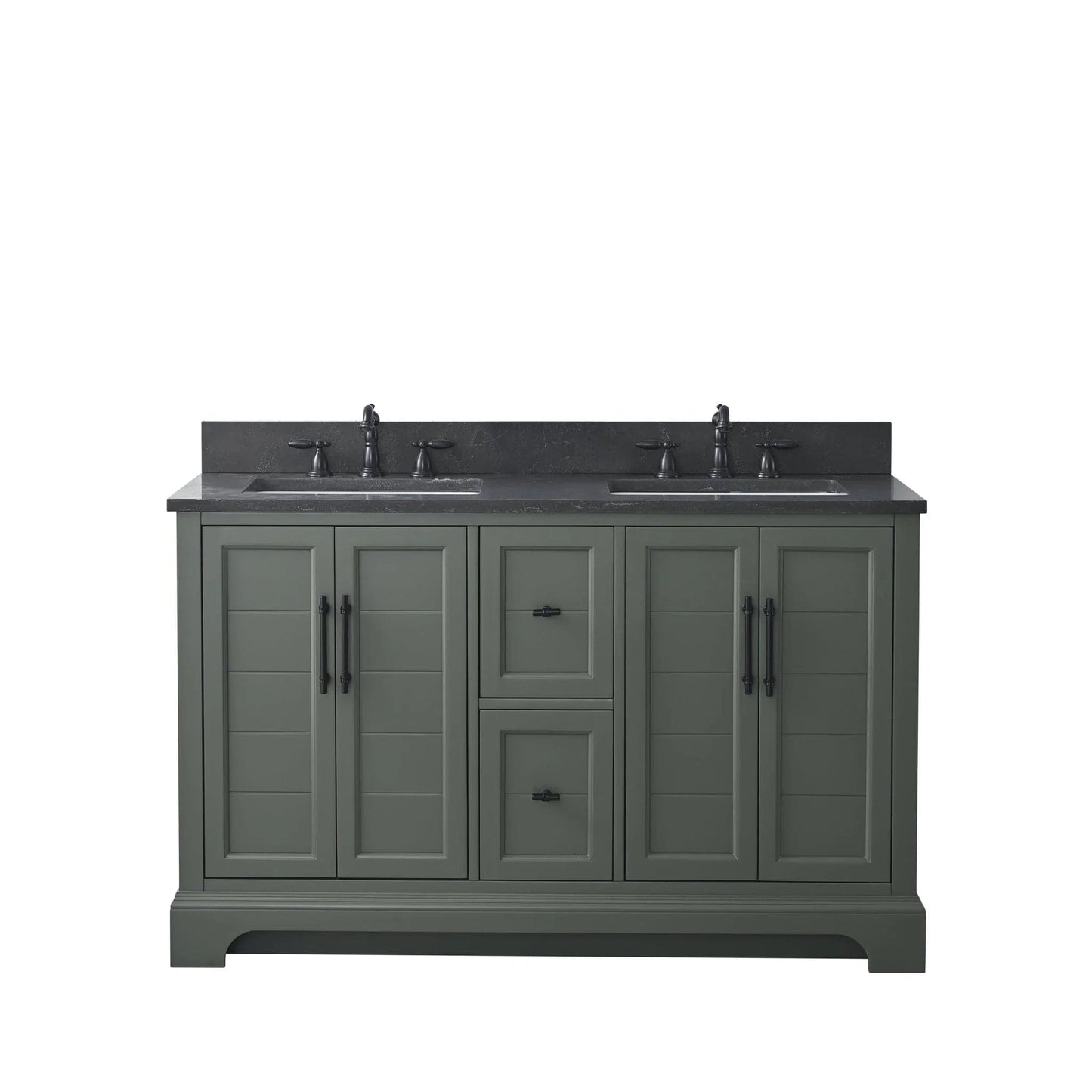 Vanity Art Vannes 54" Double Sink Bathroom Vanity in Silver Grey / White / Vintage Green
