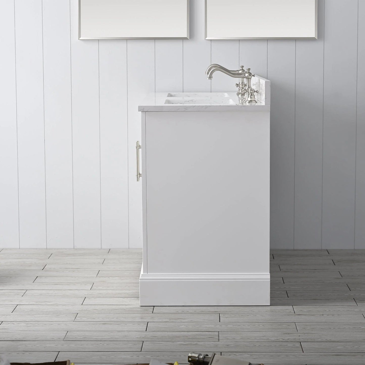 Vanity Art Vannes 54" Double Sink Bathroom Vanity in Silver Grey / White / Vintage Green