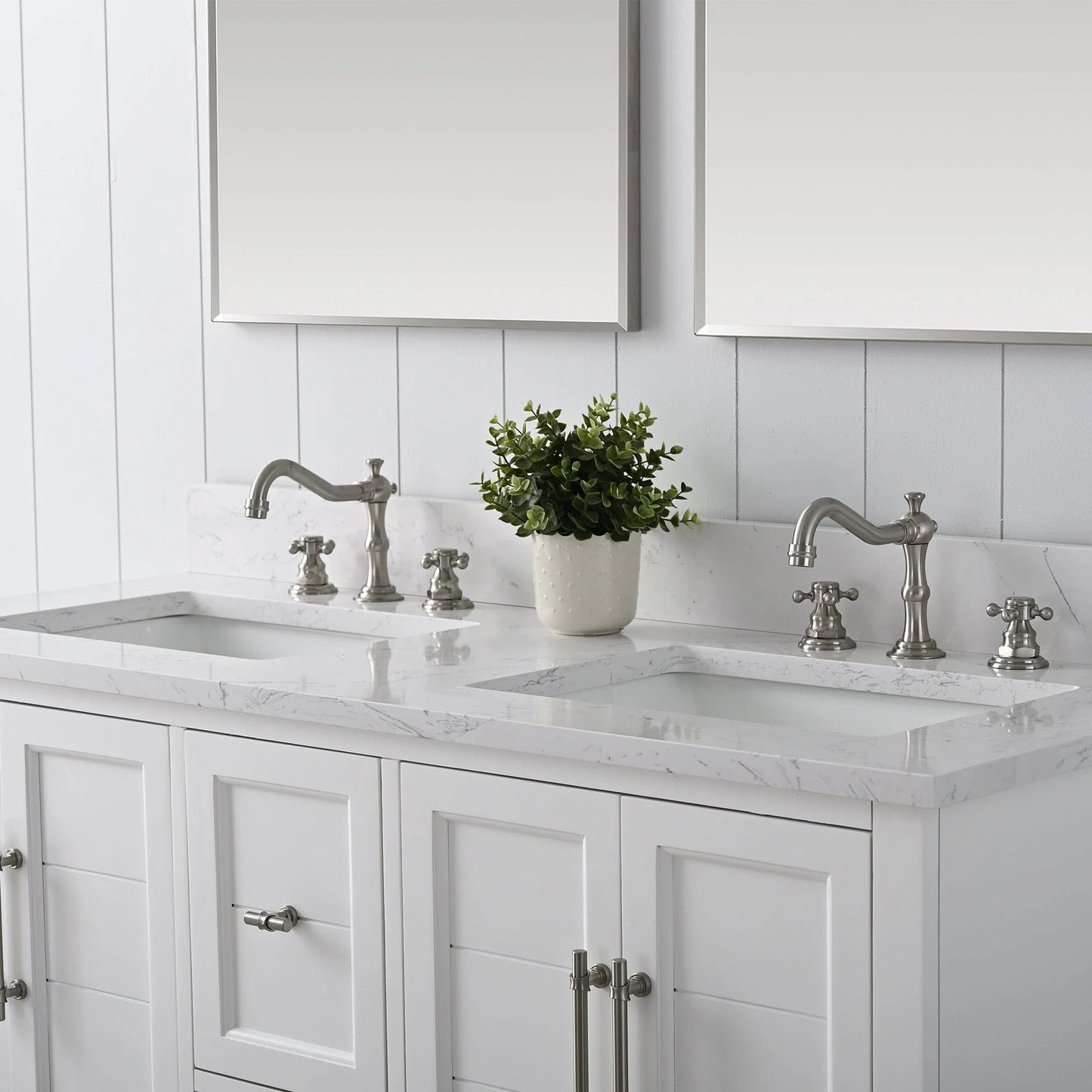 Vanity Art Vannes 54" Double Sink Bathroom Vanity in Silver Grey / White / Vintage Green