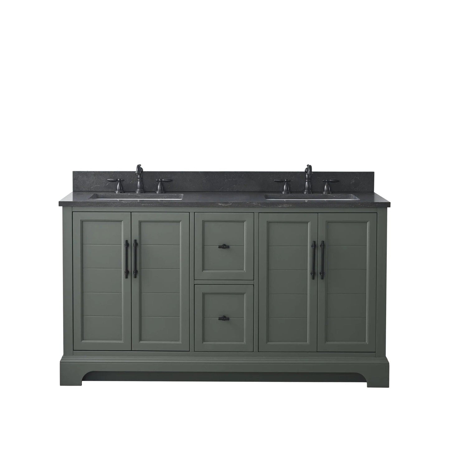 Vanity Art Vannes 60" Double Sink Bathroom Vanity in Silver Grey / White / Vintage Green
