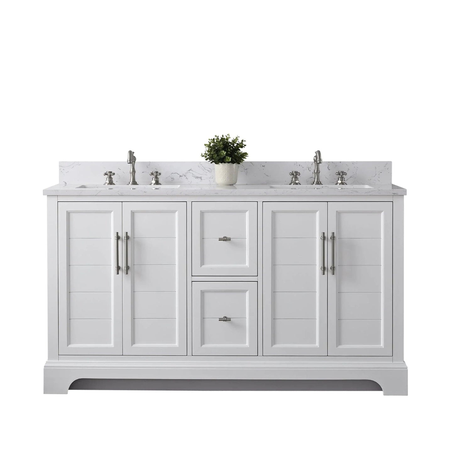 Vanity Art Vannes 60" Double Sink Bathroom Vanity in Silver Grey / White / Vintage Green