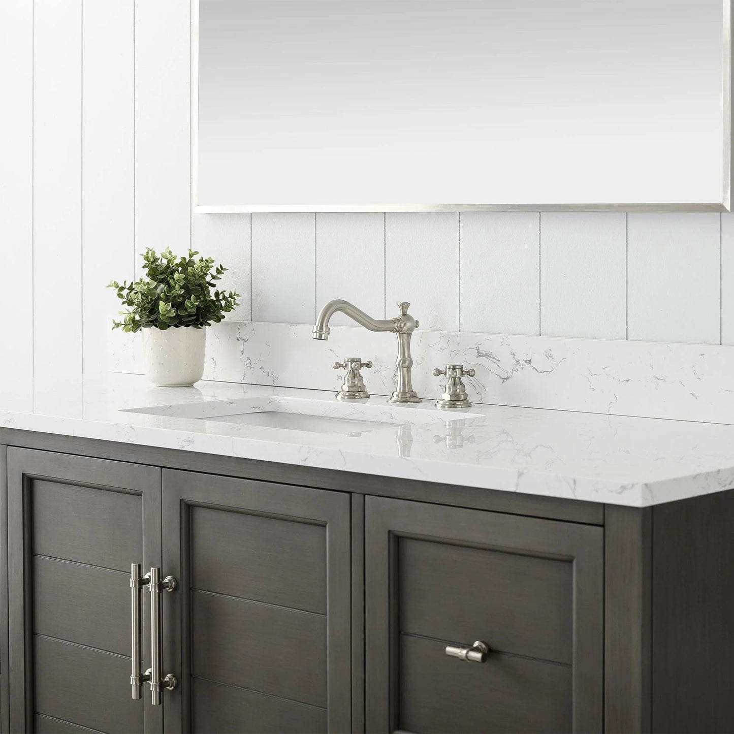 Vanity Art Vannes 60" Single Sink Bathroom Vanity in Silver Grey/ White / Vintage Green
