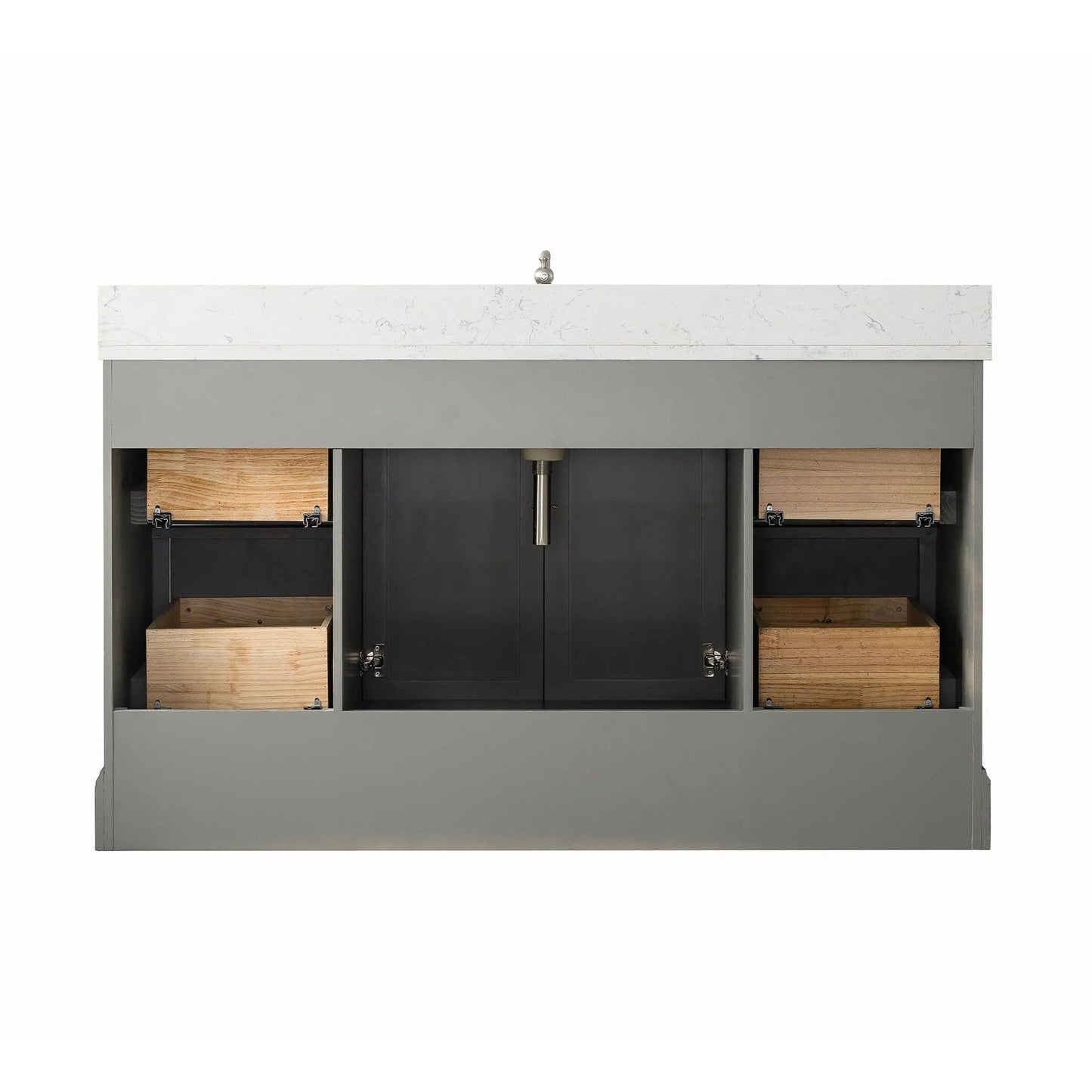 Vanity Art Vannes 60" Single Sink Bathroom Vanity in Silver Grey/ White / Vintage Green