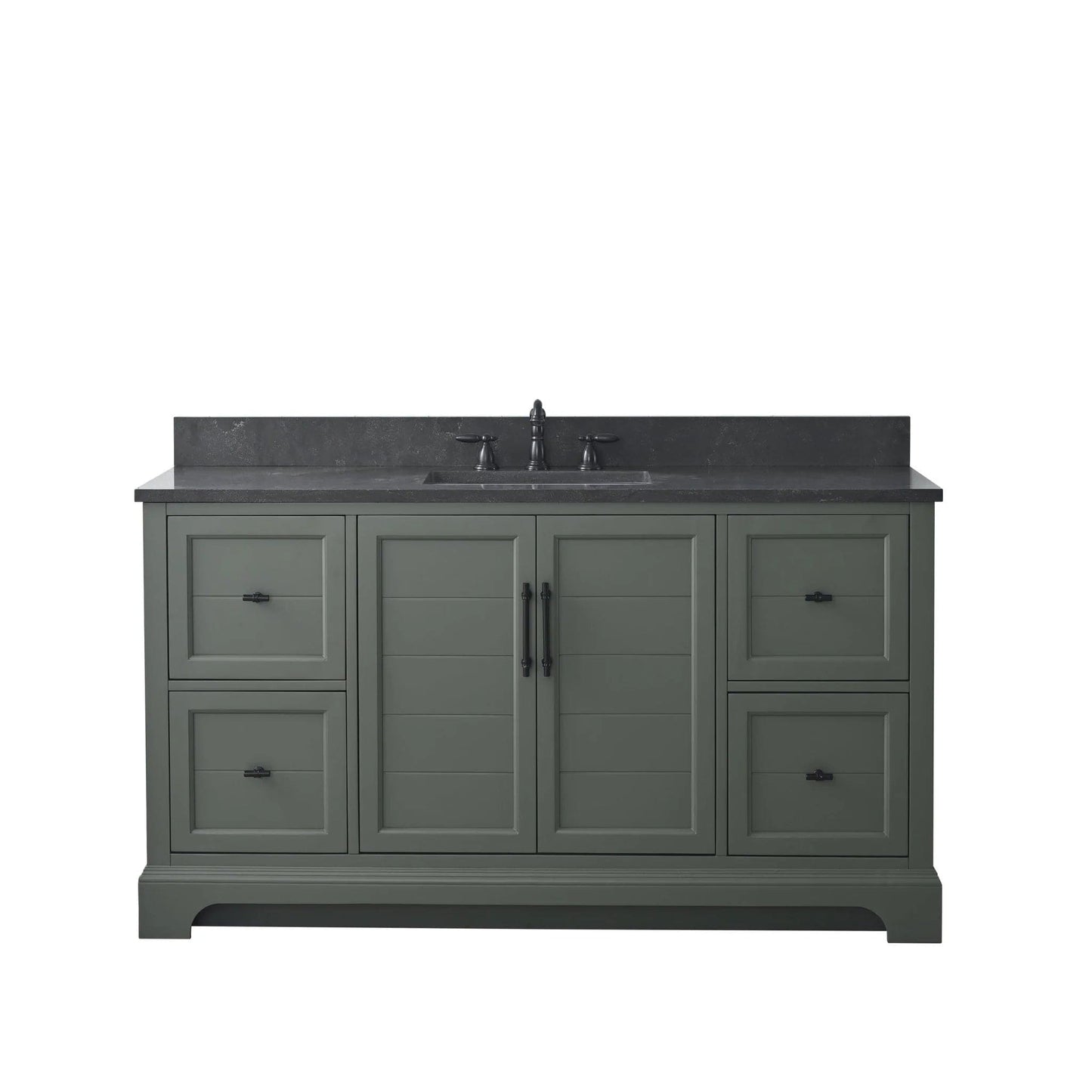 Vanity Art Vannes 60" Single Sink Bathroom Vanity in Silver Grey/ White / Vintage Green