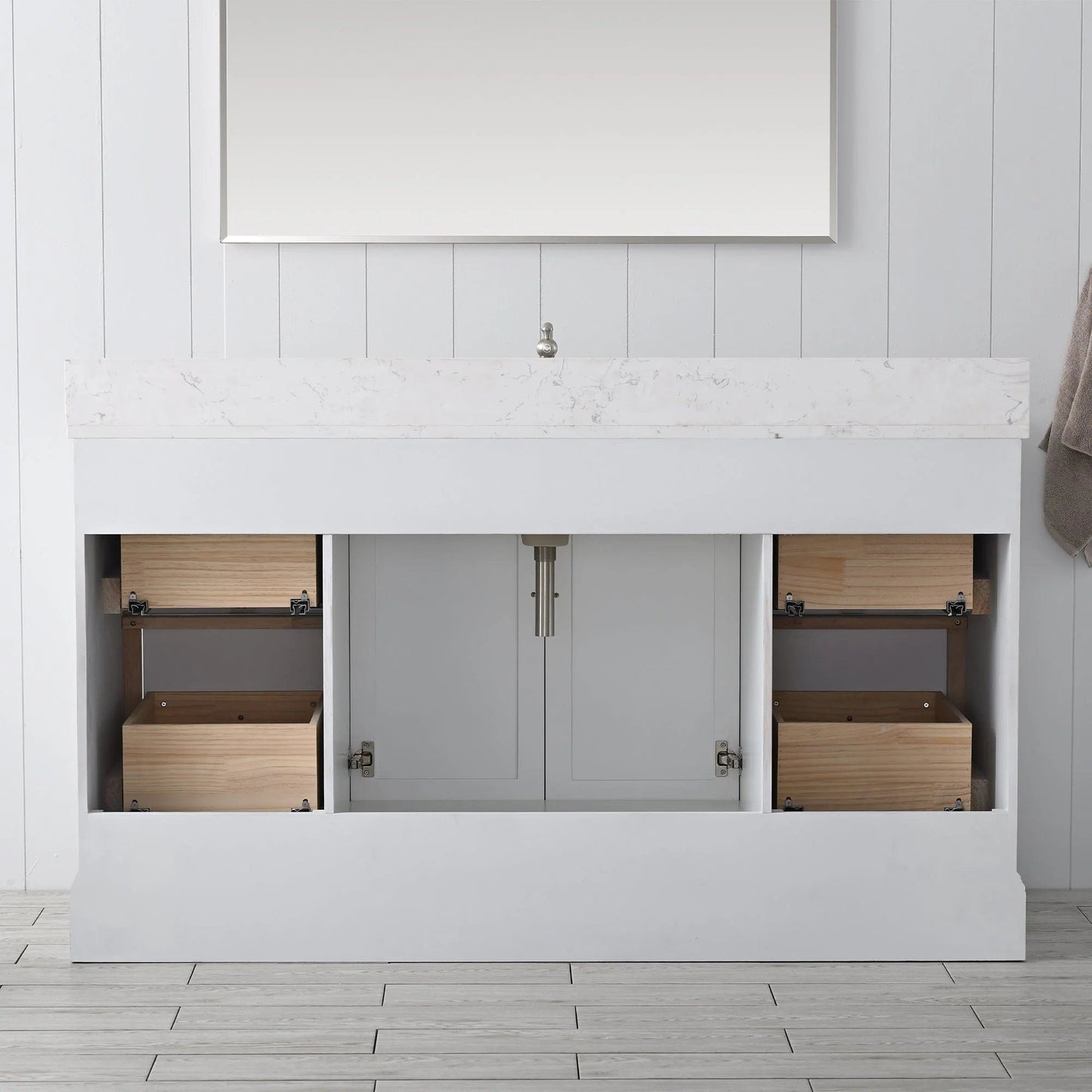 Vanity Art Vannes 60" Single Sink Bathroom Vanity in Silver Grey/ White / Vintage Green