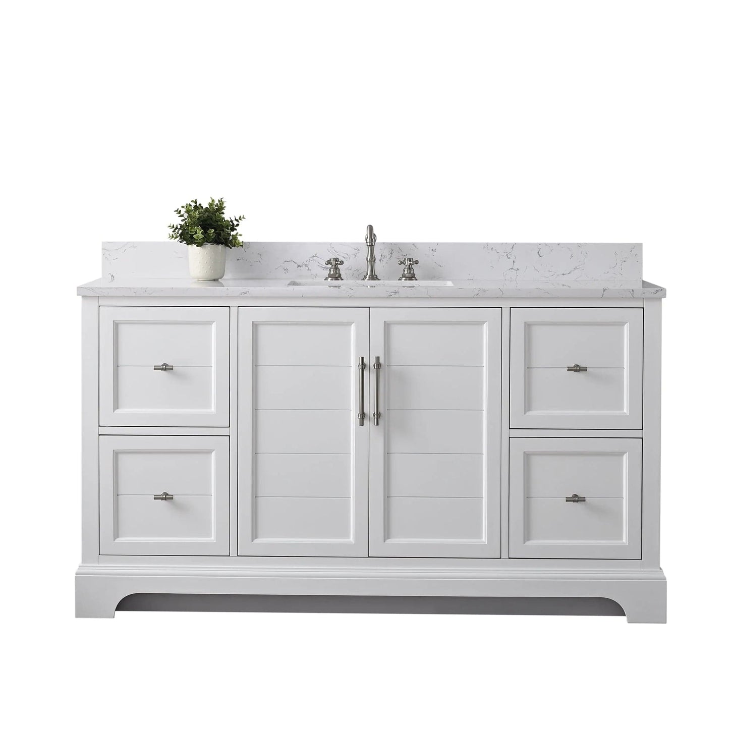 Vanity Art Vannes 60" Single Sink Bathroom Vanity in Silver Grey/ White / Vintage Green
