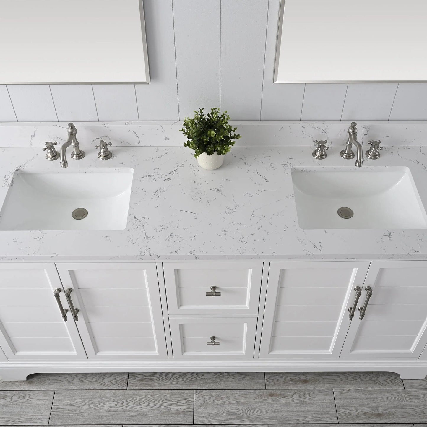 Vanity Art Vannes 72" Double Sink Bathroom Vanity in Silver Grey / White / Vintage Green