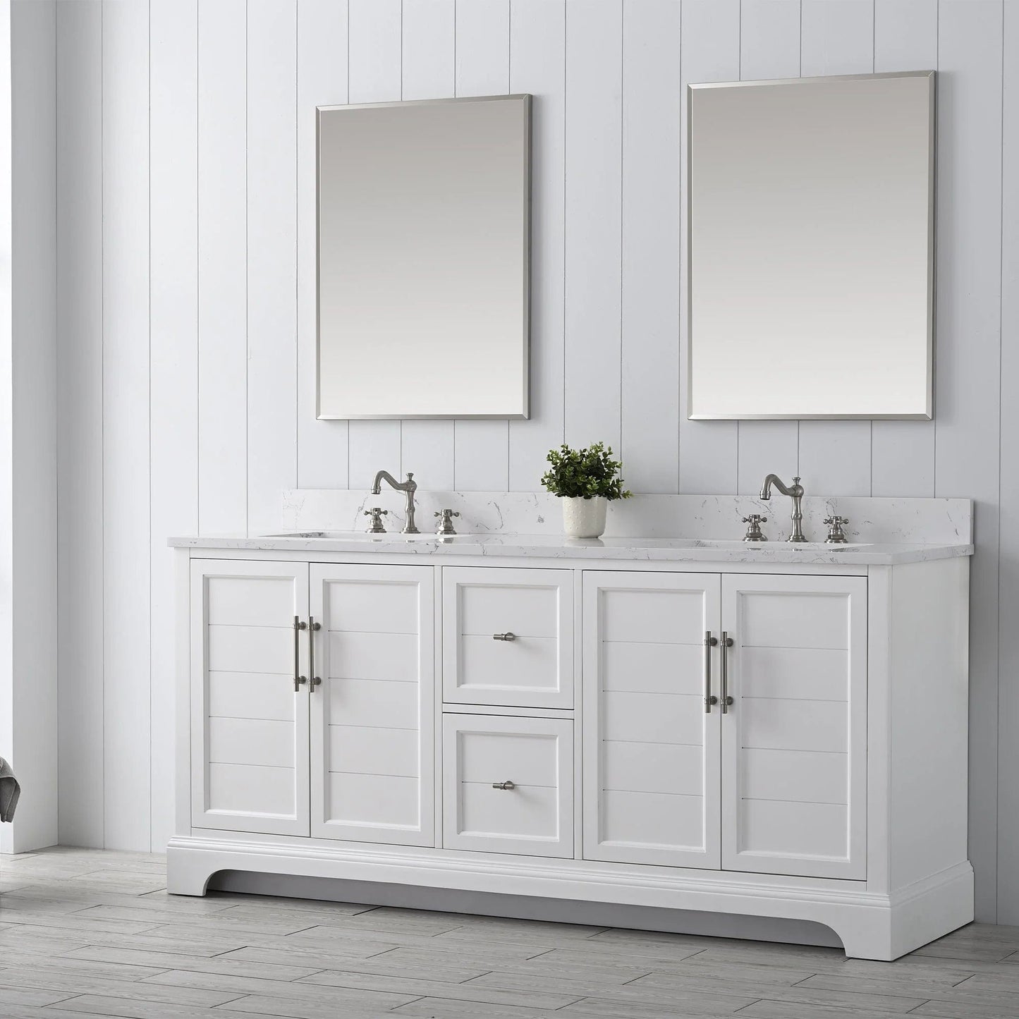 Vanity Art Vannes 72" Double Sink Bathroom Vanity in Silver Grey / White / Vintage Green