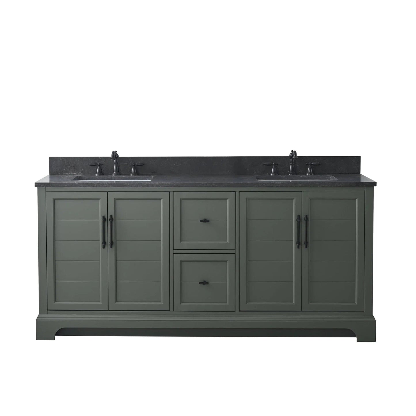 Vanity Art Vannes 72" Double Sink Bathroom Vanity in Silver Grey / White / Vintage Green