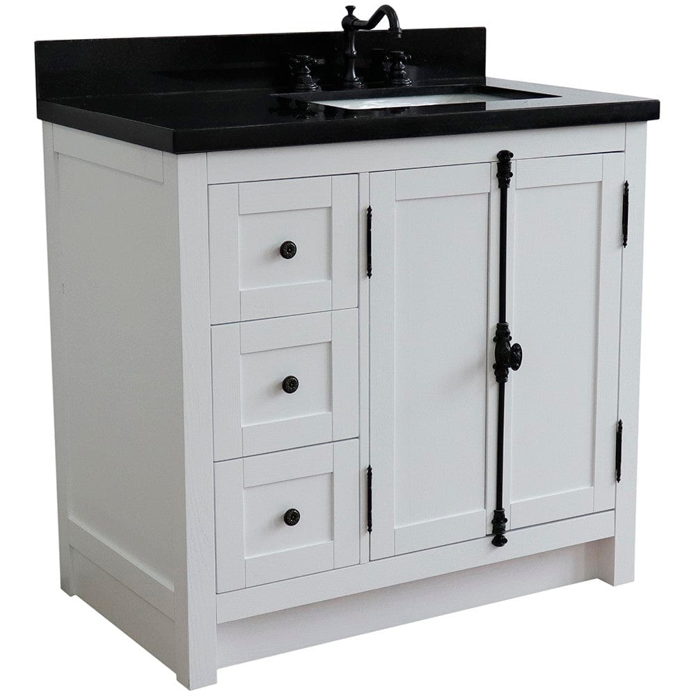 Bellaterra 37" Single vanity in Glacier Ash Finish - Right doors/Right Sink 400100-37R-GA