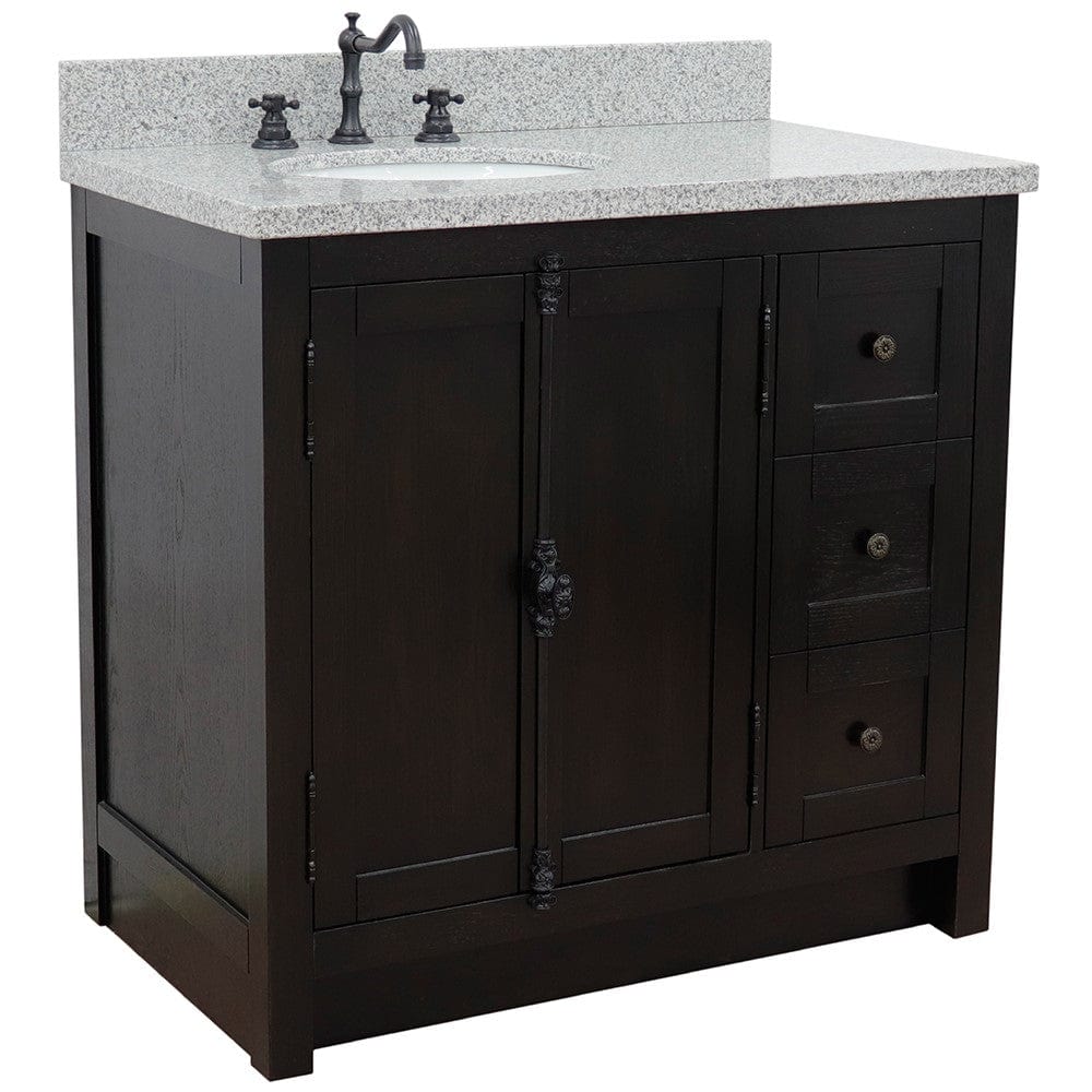 Bellaterra 37" Single Vanity Brown Ash Finish - Left Door/Left Sink 400100-37L-BA