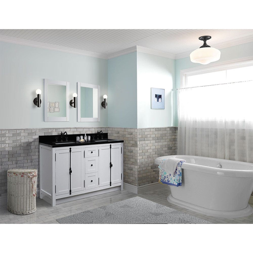 Bellaterra 55" Double Vanity in Glacier Ash Finish Rectangle Sink