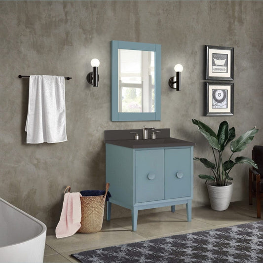 Bellaterra 31" Single Vanity in Aqua Blue Finish with Concrete Top and Rectangle Sink