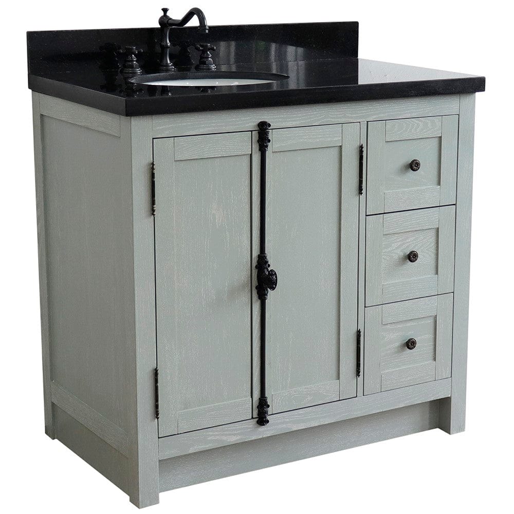 Bellaterra 37" Single vanity in Gray Ash Finish - Left doors/Left Sink 400100-37L-GYA