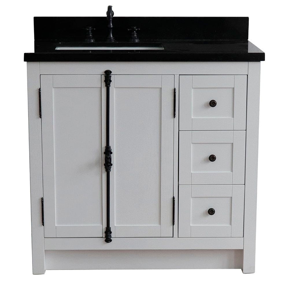 Bellaterra 37" Single vanity in Glacier Ash Finish  - Left doors/Left Sink 400100-37L-GA