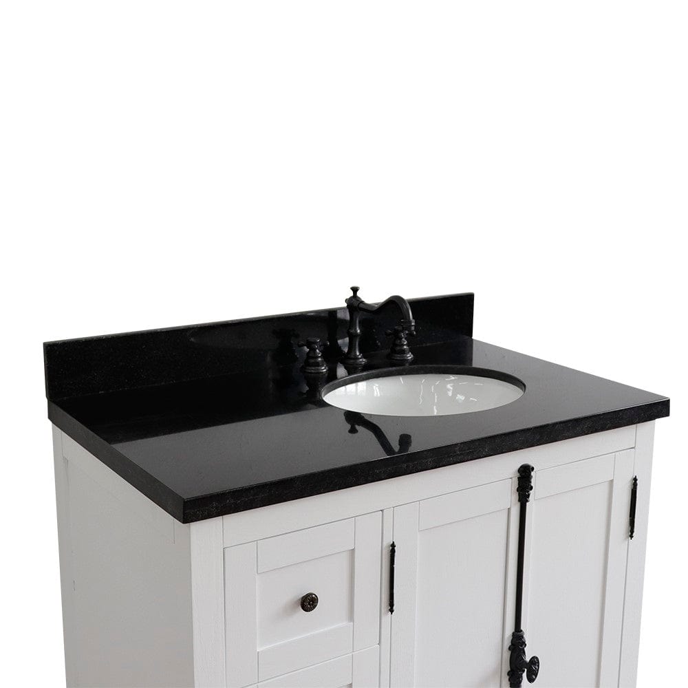 Bellaterra 37" Single vanity in Glacier Ash Finish - Right doors/Right Sink 400100-37R-GA