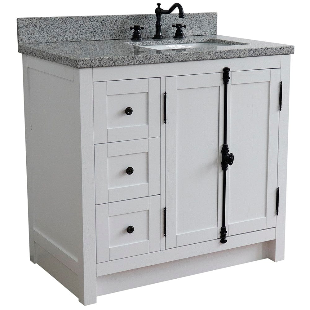 Bellaterra 37" Single vanity in Glacier Ash Finish - Right doors/Right Sink 400100-37R-GA