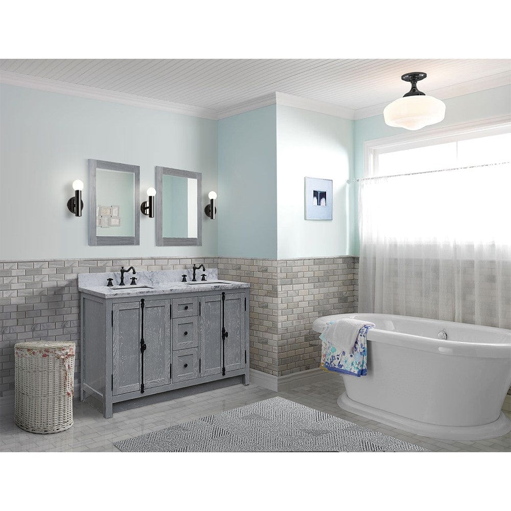 Bellaterra 55" Double Vanity in Gray Ash Finish Rectangle Sink