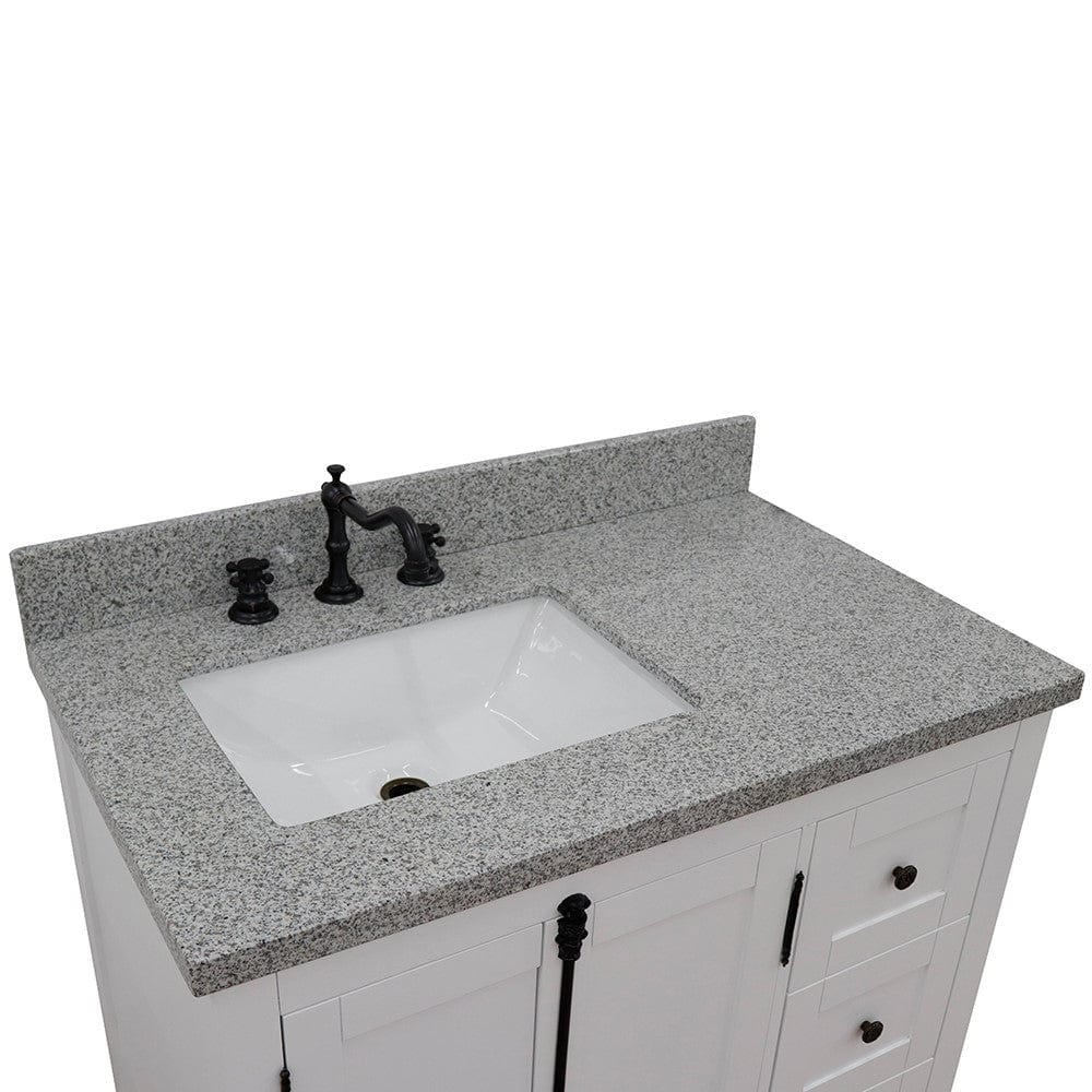 Bellaterra 37" Single vanity in Glacier Ash Finish  - Left doors/Left Sink 400100-37L-GA