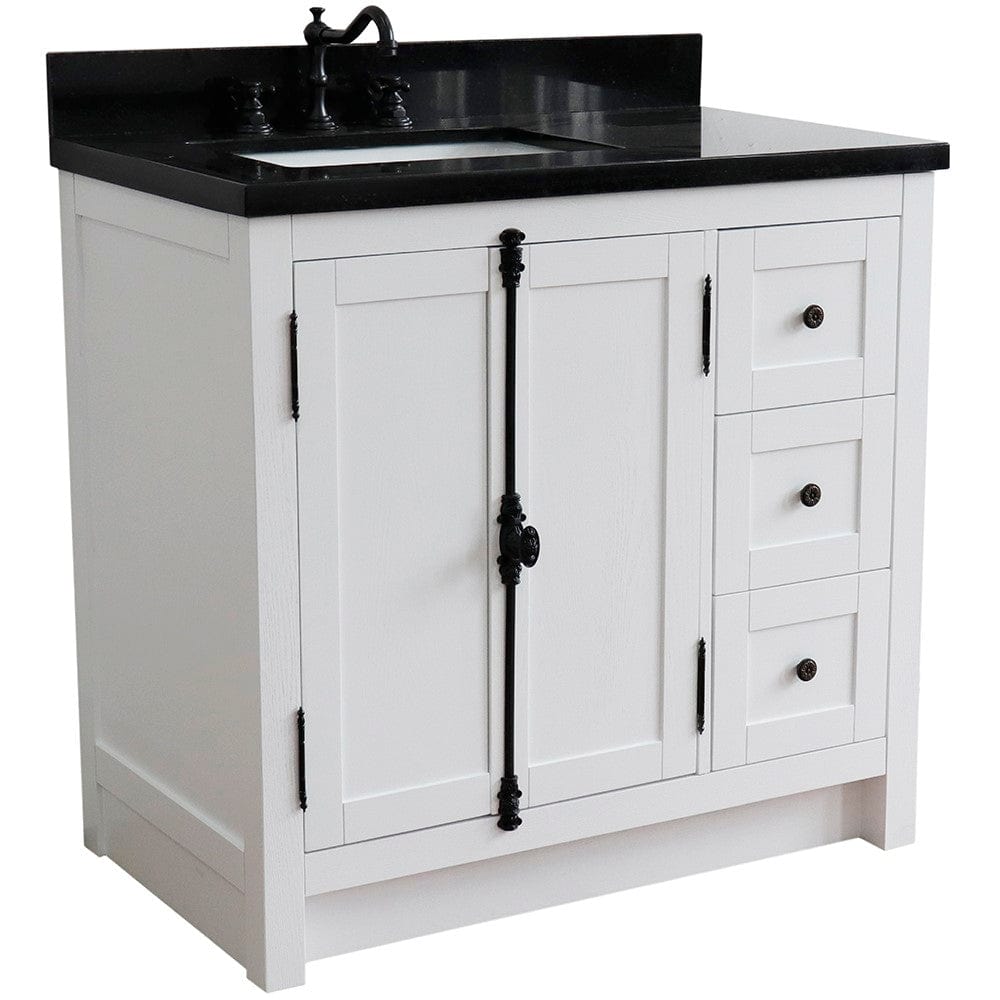 Bellaterra 37" Single vanity in Glacier Ash Finish  - Left doors/Left Sink 400100-37L-GA