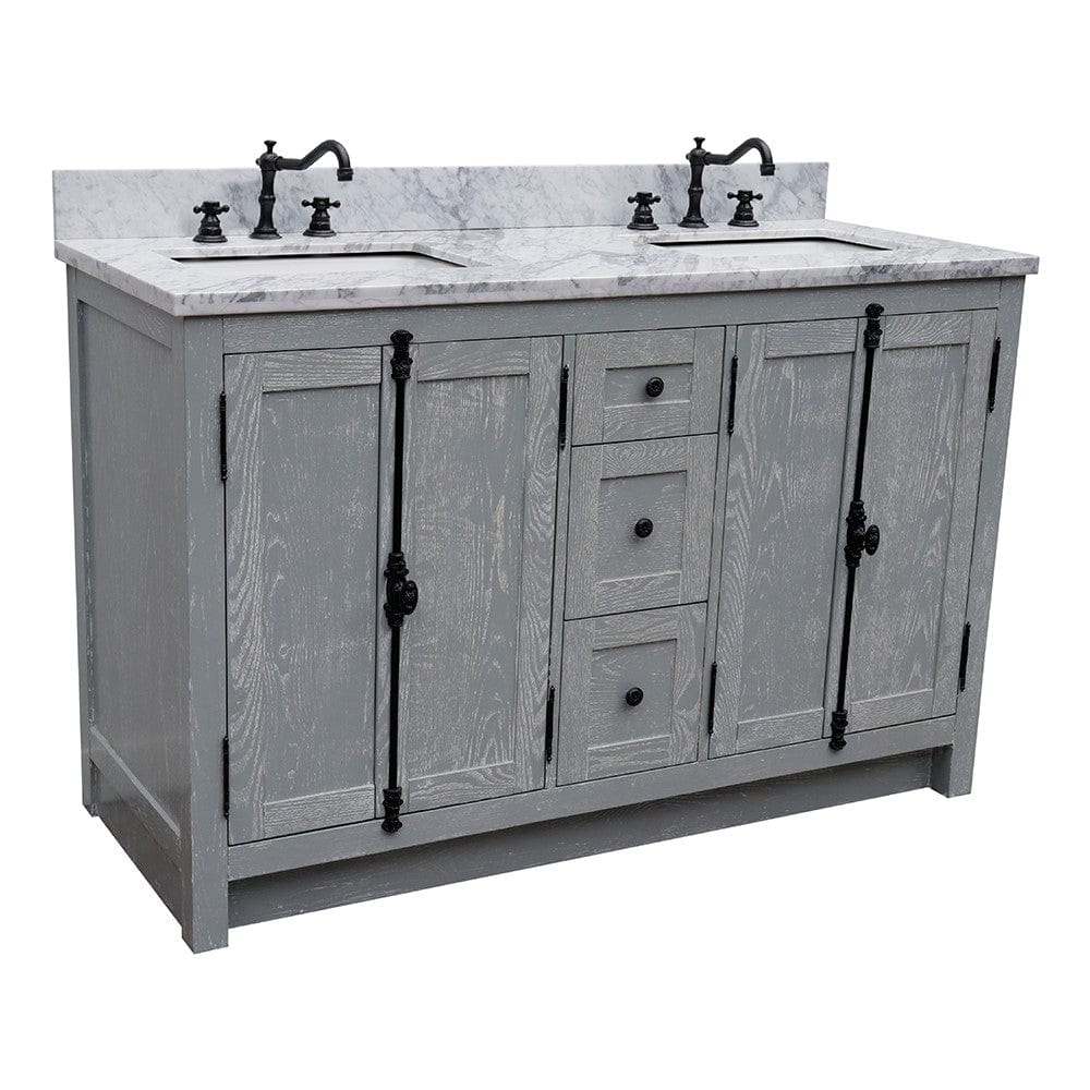 Bellaterra 55" Double Vanity in Gray Ash Finish Rectangle Sink