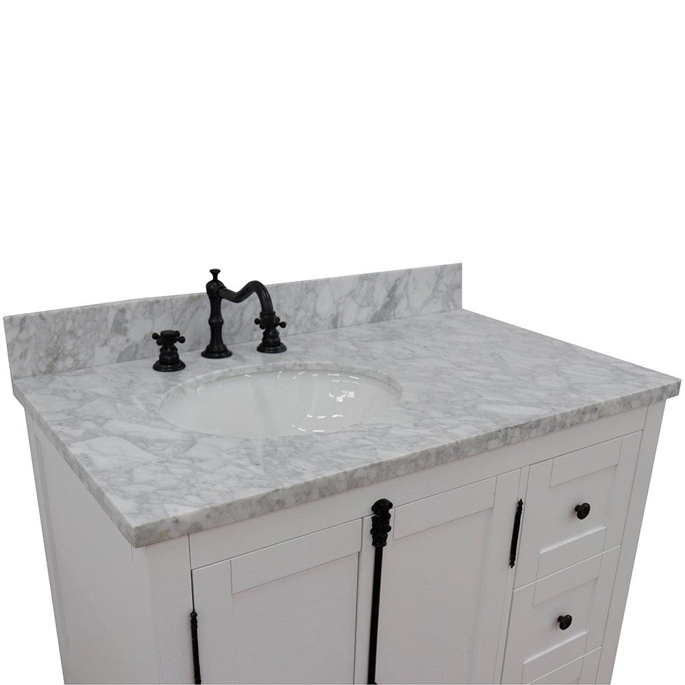 Bellaterra 37" Single vanity in Glacier Ash Finish  - Left doors/Left Sink 400100-37L-GA