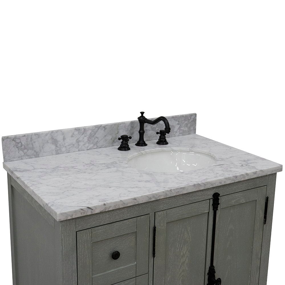 Bellaterra 37" Single vanity in Gray Ash Finish - Right doors/Right Sink 400100-37R-GYA