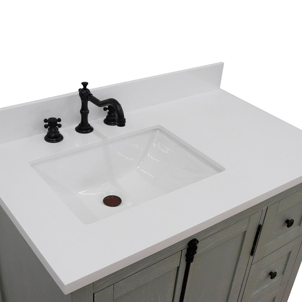 Bellaterra 37" Single vanity in Gray Ash Finish - Left doors/Left Sink 400100-37L-GYA