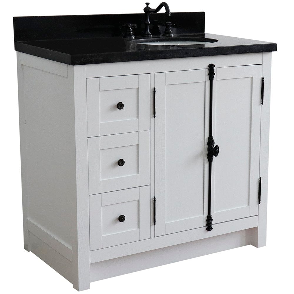 Bellaterra 37" Single vanity in Glacier Ash Finish - Right doors/Right Sink 400100-37R-GA