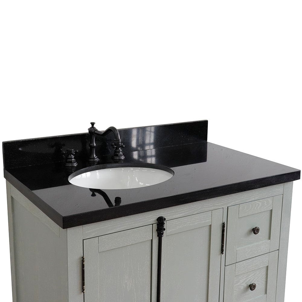 Bellaterra 37" Single vanity in Gray Ash Finish - Left doors/Left Sink 400100-37L-GYA