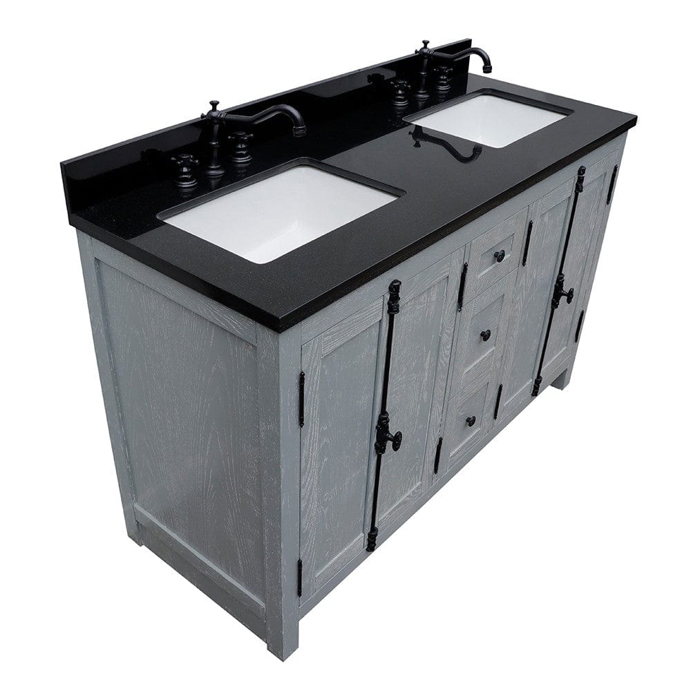 Bellaterra 55" Double Vanity in Gray Ash Finish Rectangle Sink